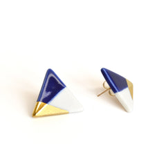 modern triangle studs in blue - ASH Jewelry Studio - 2