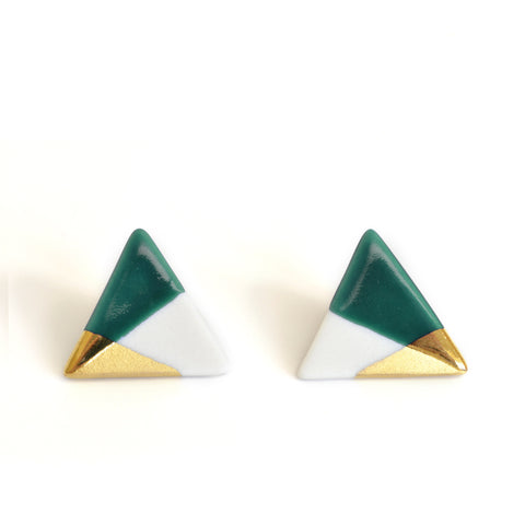 modern triangle studs in teal