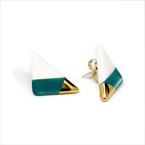 vertical triangle studs in teal
