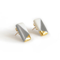 tiny rectangle studs in gray - ASH Jewelry Studio - 3