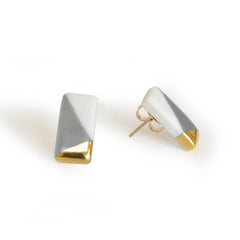 tiny rectangle studs in gray - ASH Jewelry Studio - 1