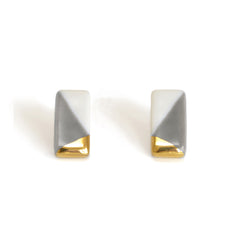 tiny rectangle studs in gray - ASH Jewelry Studio - 2