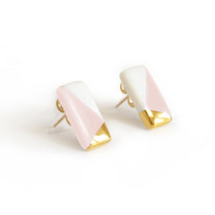 petite rectangle studs in pink - ASH Jewelry Studio - 1