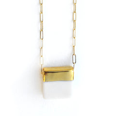 squared necklace on long chain - ASH Jewelry Studio