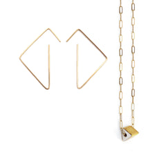 tri earrings, prism necklace set - ASH Jewelry Studio - 1