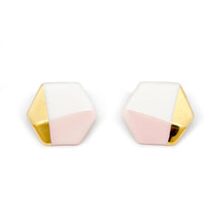 modern hexagon studs in pink - ASH Jewelry Studio - 1