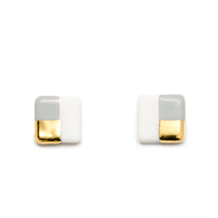 petite gray square studs - ASH Jewelry Studio - 2
