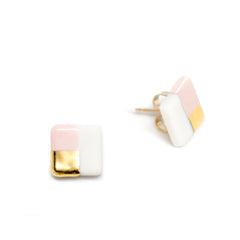 petite pink square studs - ASH Jewelry Studio - 2