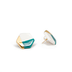 petite hexagon studs in teal - ASH Jewelry Studio - 2