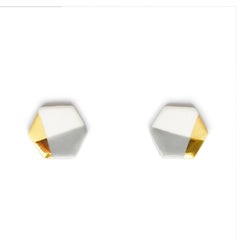 petite hexagon studs in gray - ASH Jewelry Studio - 1