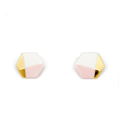 petite hexagon studs in pink - ASH Jewelry Studio - 2