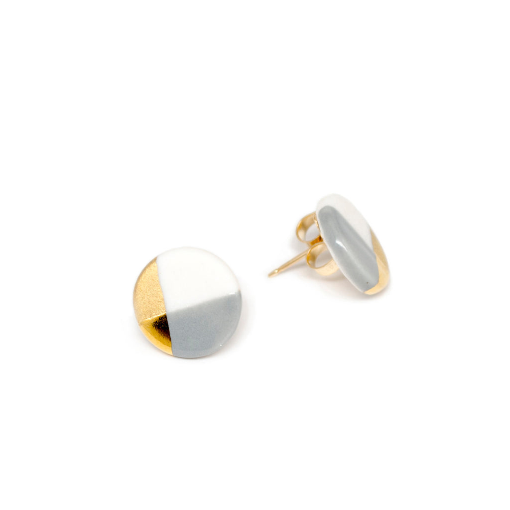 petite gray circle studs - ASH Jewelry Studio - 1