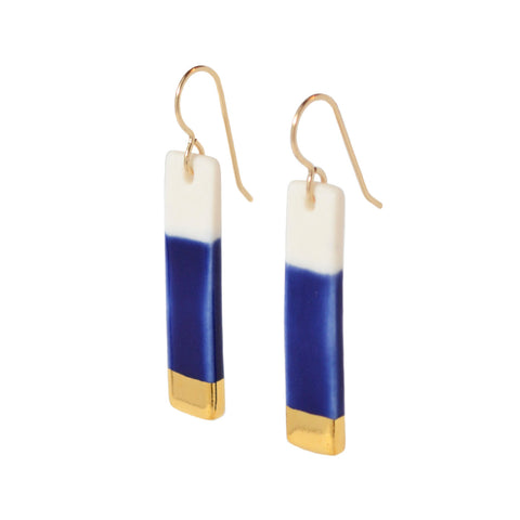 bar earrings in royal blue