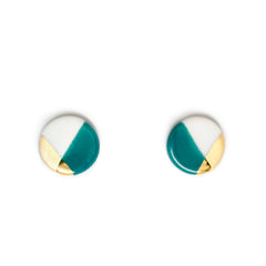 petite circle studs in teal - ASH Jewelry Studio - 1