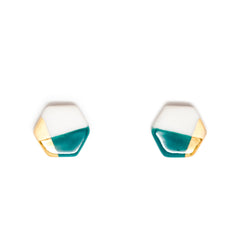 petite hexagon studs in teal - ASH Jewelry Studio - 1