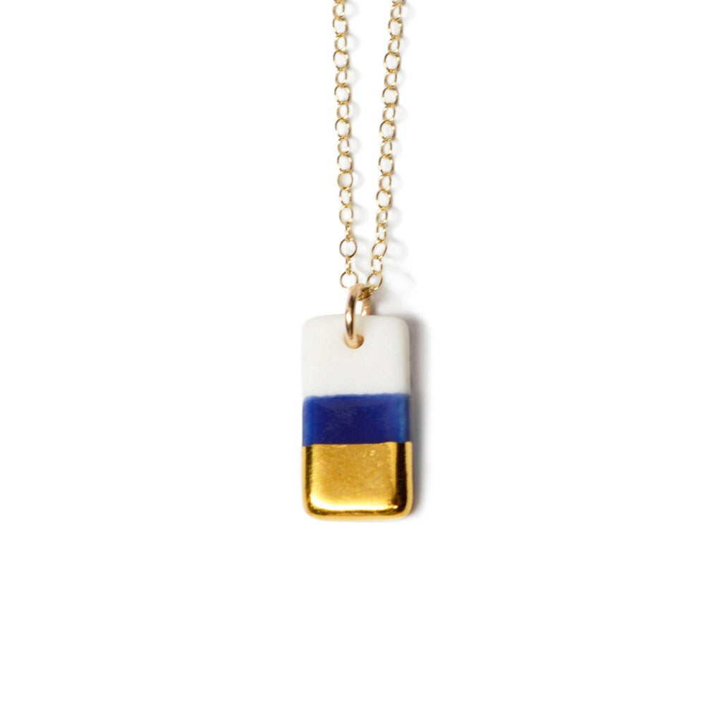 tiny royal blue rectangle necklace - ASH Jewelry Studio - 1