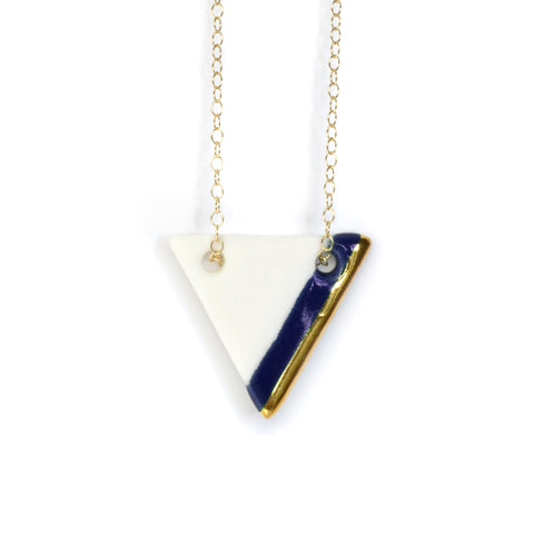 triangle necklace in royal blue
