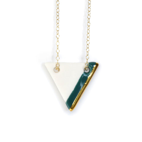 teal triangle necklace