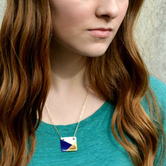 blue and gold square necklace - ASH Jewelry Studio - 3