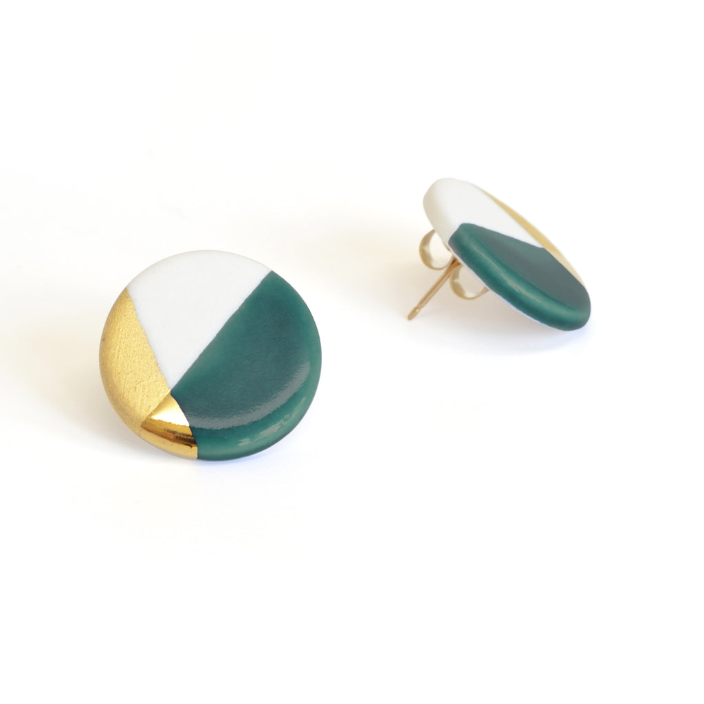 modern circle studs in teal - ASH Jewelry Studio - 1