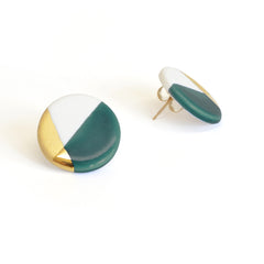 modern circle studs in teal - ASH Jewelry Studio - 1