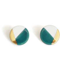 modern circle studs in teal - ASH Jewelry Studio - 2