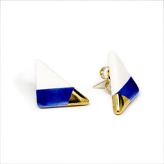 vertical triangle studs in blue - ASH Jewelry Studio - 1
