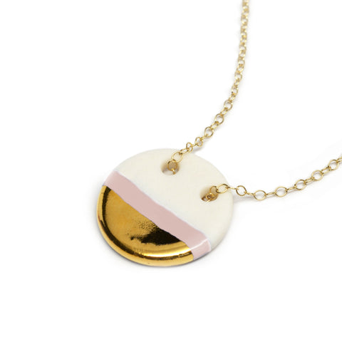 circle necklace in blush pink