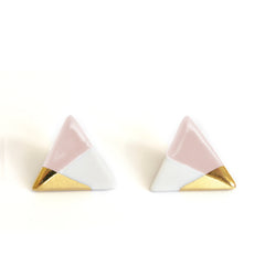 modern triangle studs in pink - ASH Jewelry Studio - 2