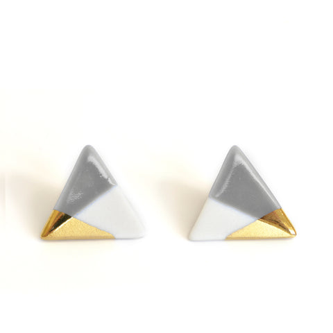 modern triangle studs in gray