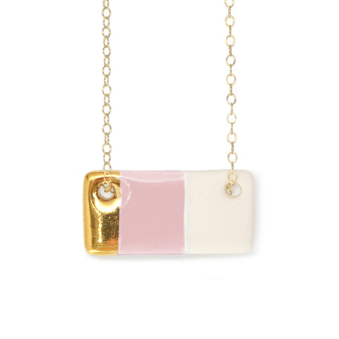 blush pink bar necklace