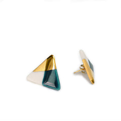 modern triangle studs in teal - ASH Jewelry Studio - 2