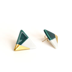 modern triangle studs in teal - ASH Jewelry Studio - 3