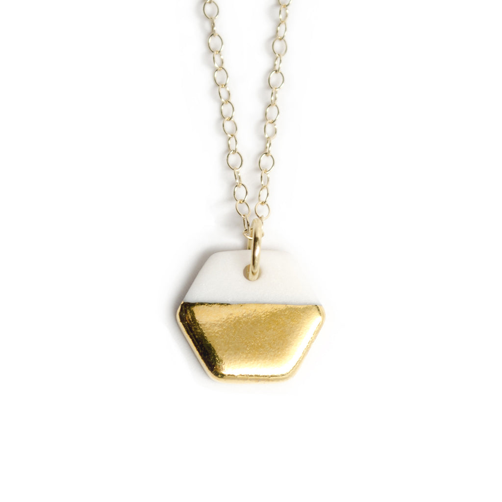 tiny gold hexagon necklace - ASH Jewelry Studio - 1