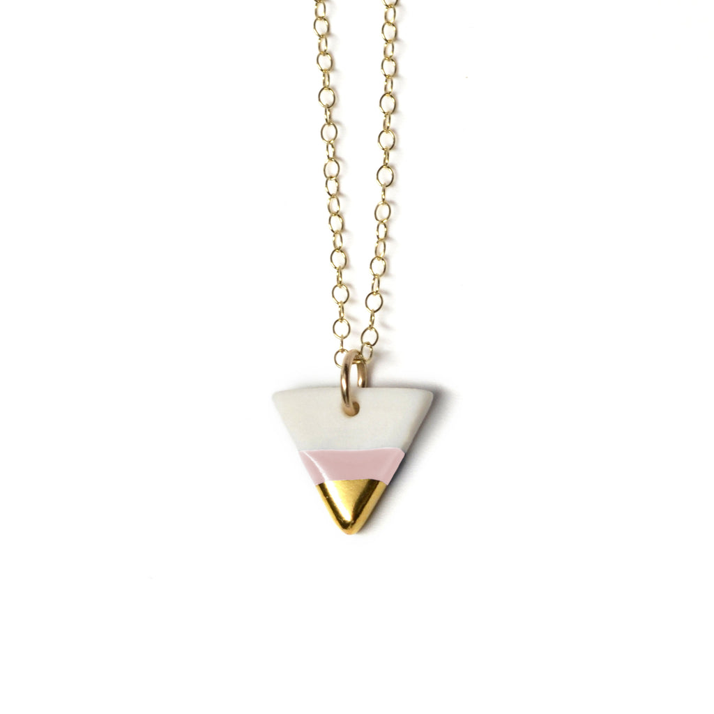 petite pink triangle necklace - ASH Jewelry Studio - 1