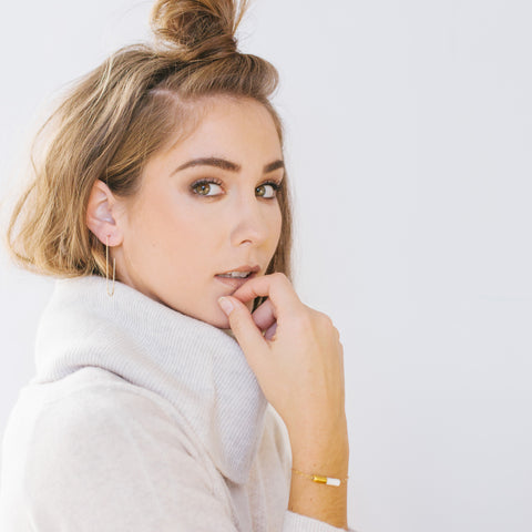 oblong earrings, pipeline bracelet set