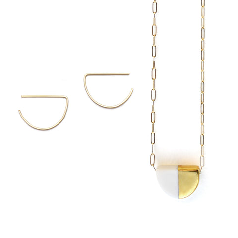 semi earrings, deco necklace set