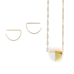 semi earrings, deco necklace set - ASH Jewelry Studio - 1