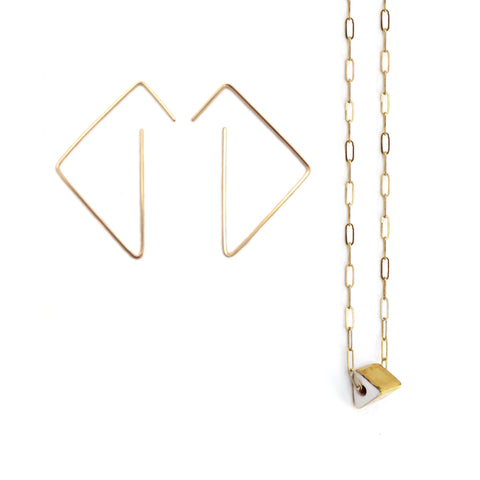 tri earrings, prism necklace set