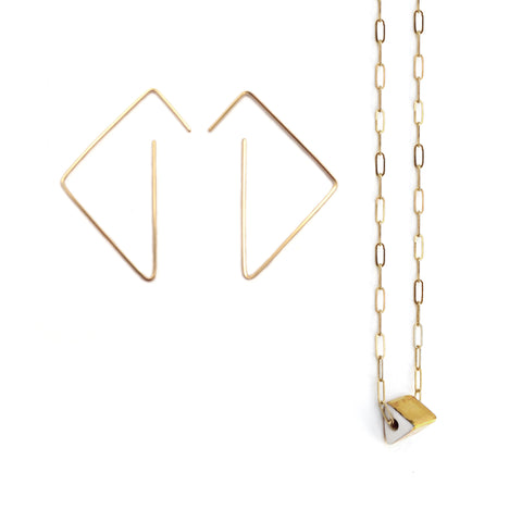 tri earrings, prism necklace set