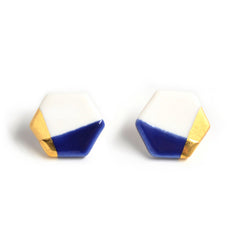 modern hexagon studs in blue - ASH Jewelry Studio - 2