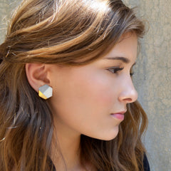 modern hexagon studs in gray - ASH Jewelry Studio - 3