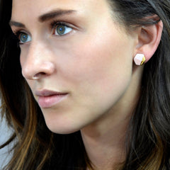 petite hexagon studs in pink - ASH Jewelry Studio - 3