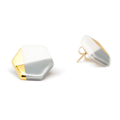 modern hexagon studs in gray - ASH Jewelry Studio - 1