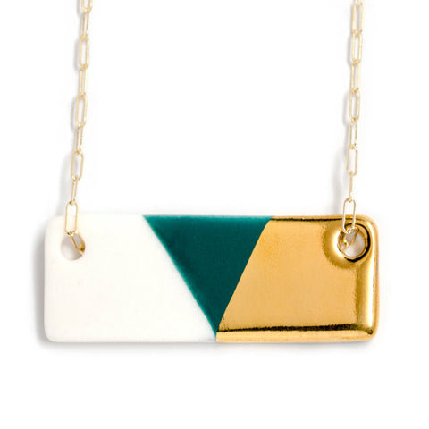 large bar necklace in teal