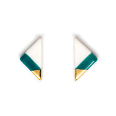 vertical triangle studs in teal - ASH Jewelry Studio - 2