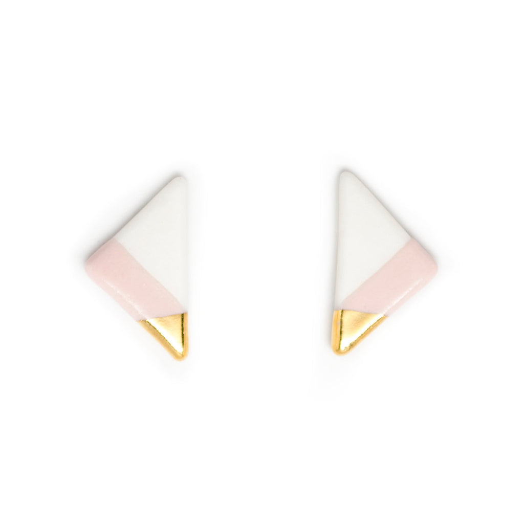 vertical triangle studs in pink - ASH Jewelry Studio - 1
