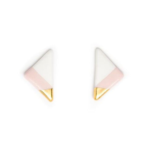 vertical triangle studs in pink