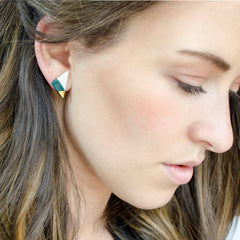 vertical triangle studs in teal - ASH Jewelry Studio - 3