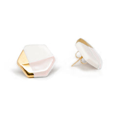 modern hexagon studs in pink - ASH Jewelry Studio - 2